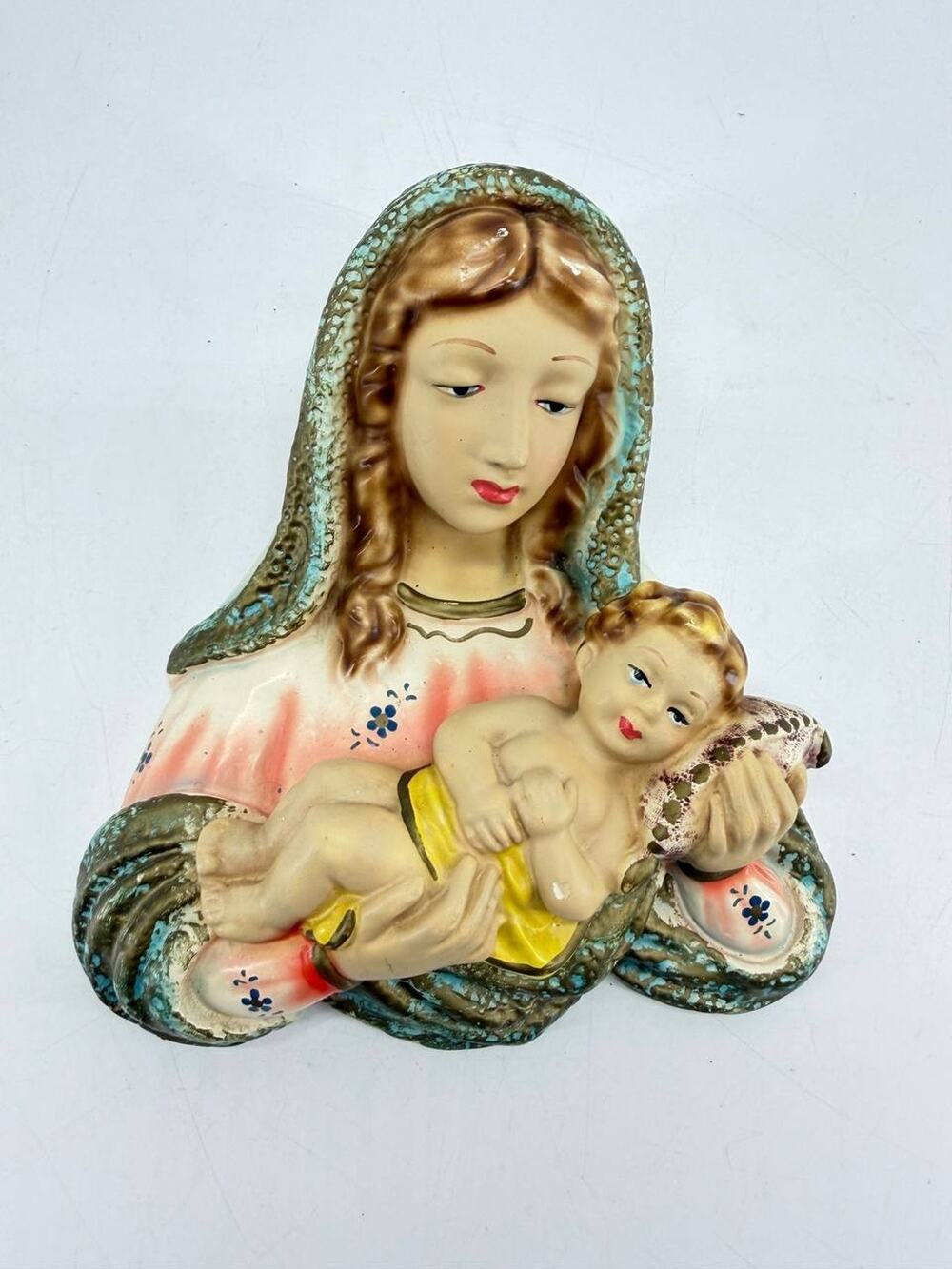 Vintage Madonna Child Wall Plaque Virgin Mary Baby Jesus Religious Art 1.5 lb